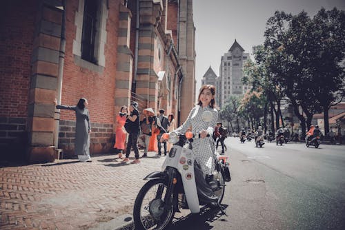 Free Woman Riding Motorcycle Stock Photo