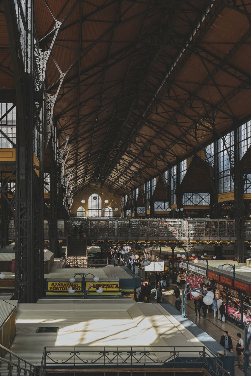 Central Market Hall interior stalls in Budapest