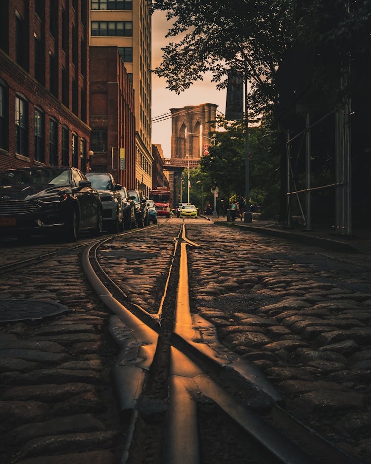 Rails On Narrow Paved Street