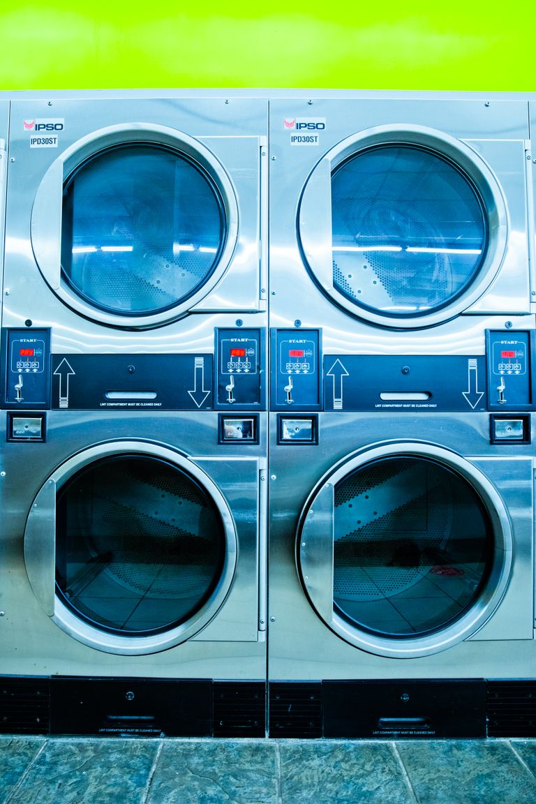 Laundry Management System — Commercial washing machines in a laundromat