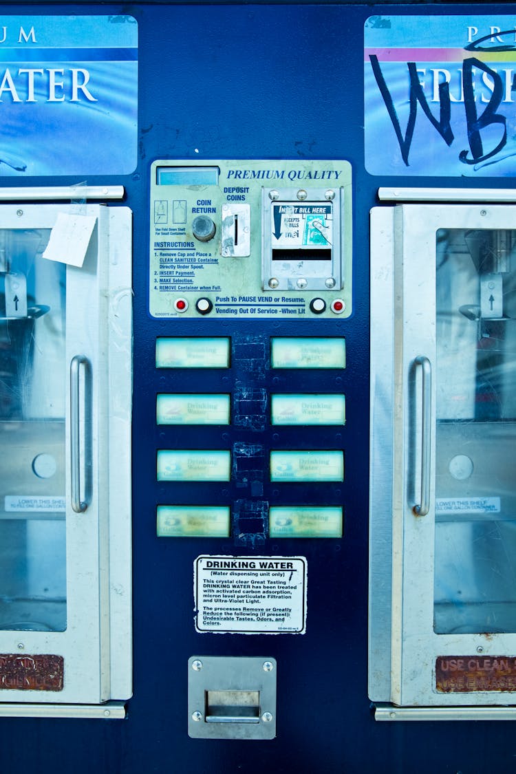 Blue And Silver Vending Machine