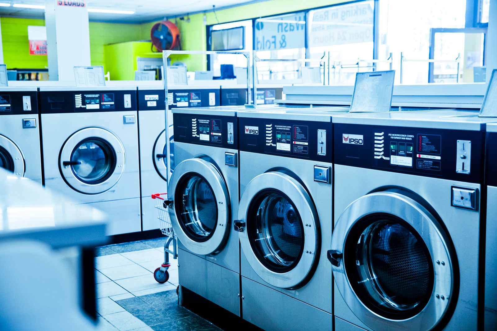 Laundromat rows of IPSO washers