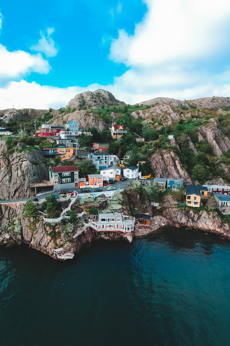 Densely Built Houses On Steep Coast