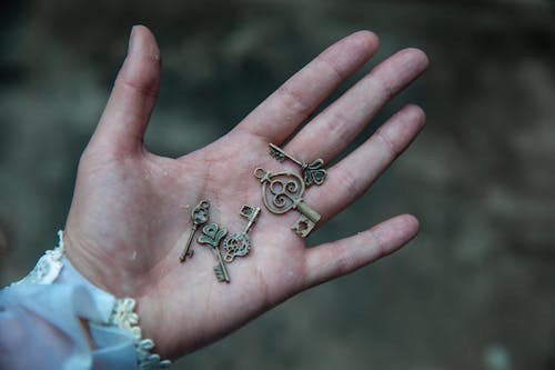 Shallow Focus Photo of Person's Hand Holding Keys