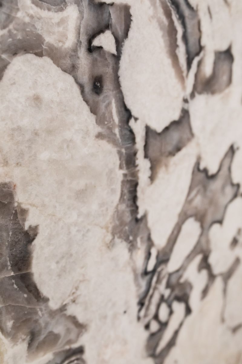 Carrara marble close-up — neutral surface texture of shower floor medallion detail
