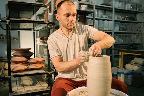 A Man Molding a Clay Pot