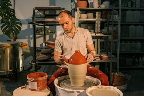 A Man Molding a Clay Pot