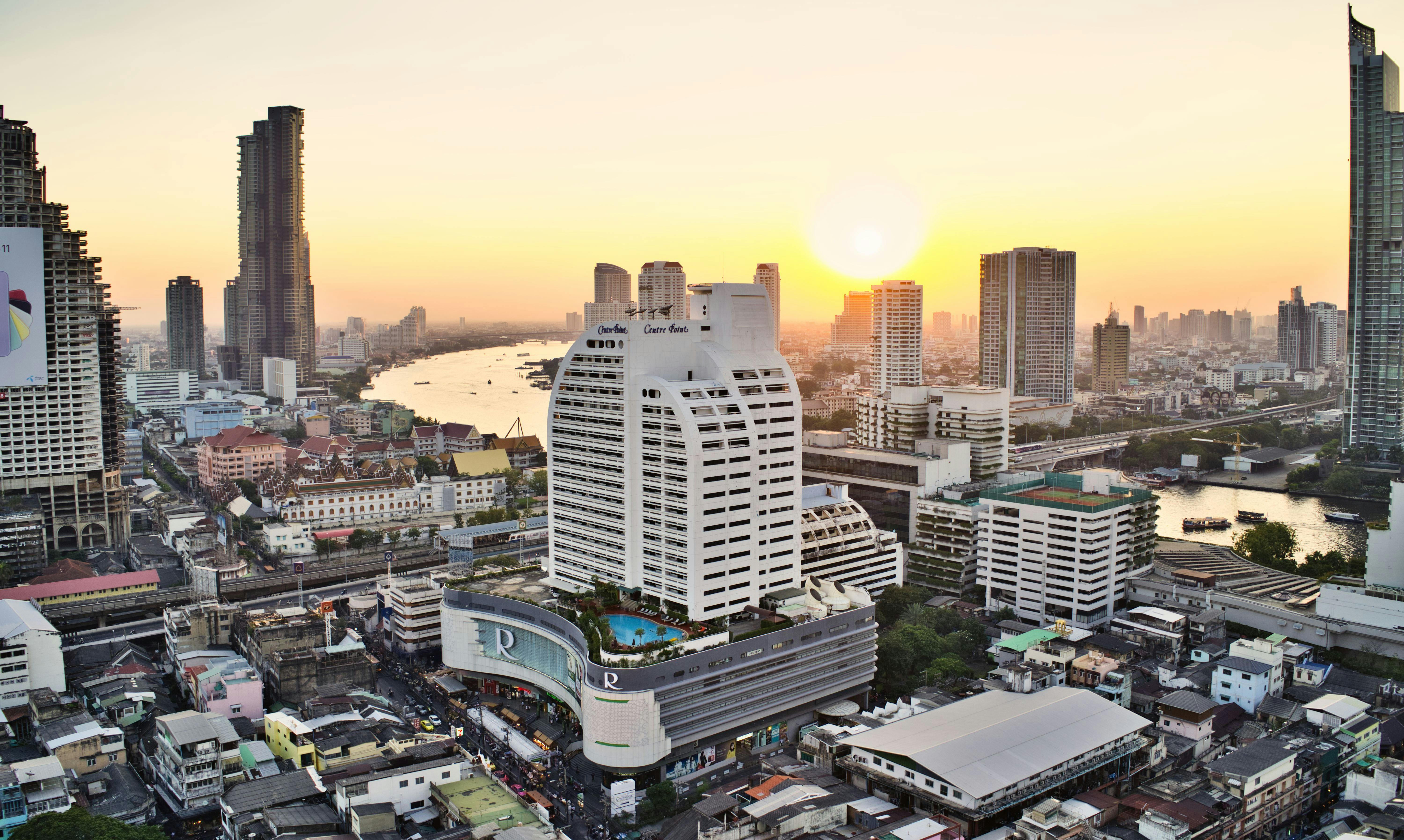 drone photography of centre point hotel silom