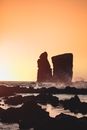 Ilhu dos Mosteiros Rock Formations at Sunset, Sao Miguel