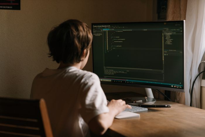 Student working on a STEM project on a computer