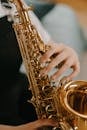 Gold Saxophone in Black Background