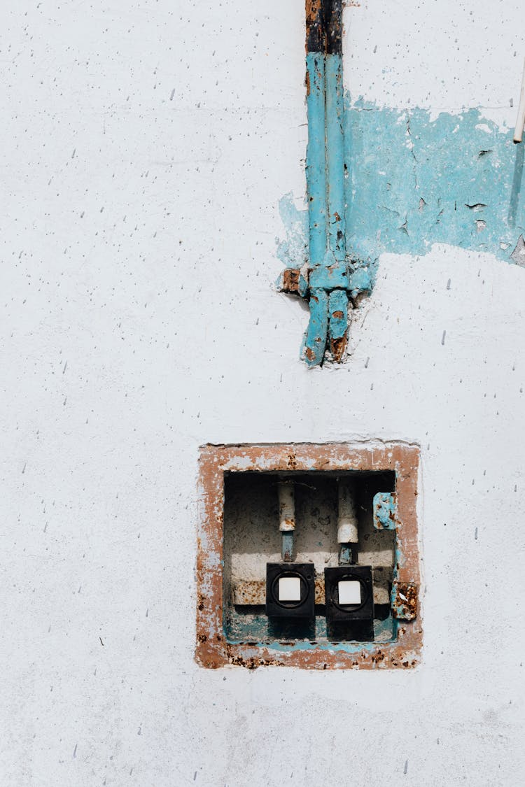 Hole With Electricity Box In Wall