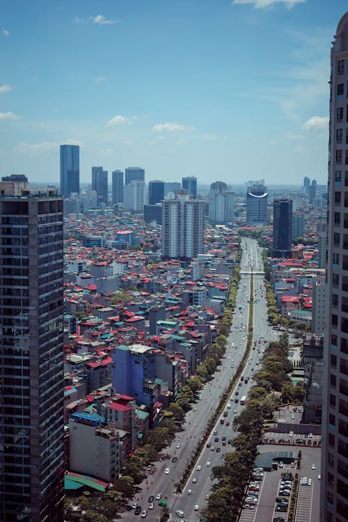 Highway in center of modern city