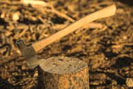Shallow Focus Photo of Axe on Tree Stump