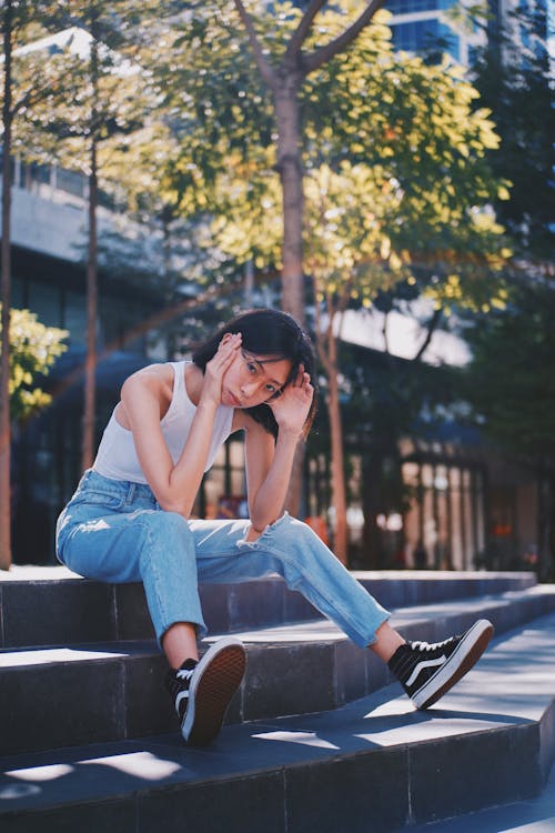 Základová fotografie zdarma na téma bez emocí, bílá hora, denim