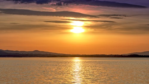Free stock photo of danube river sunset, golubac, serbia