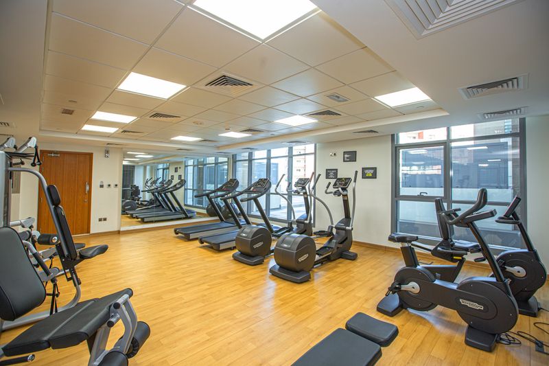 Treadmills and exercise equipment inside the community gym center