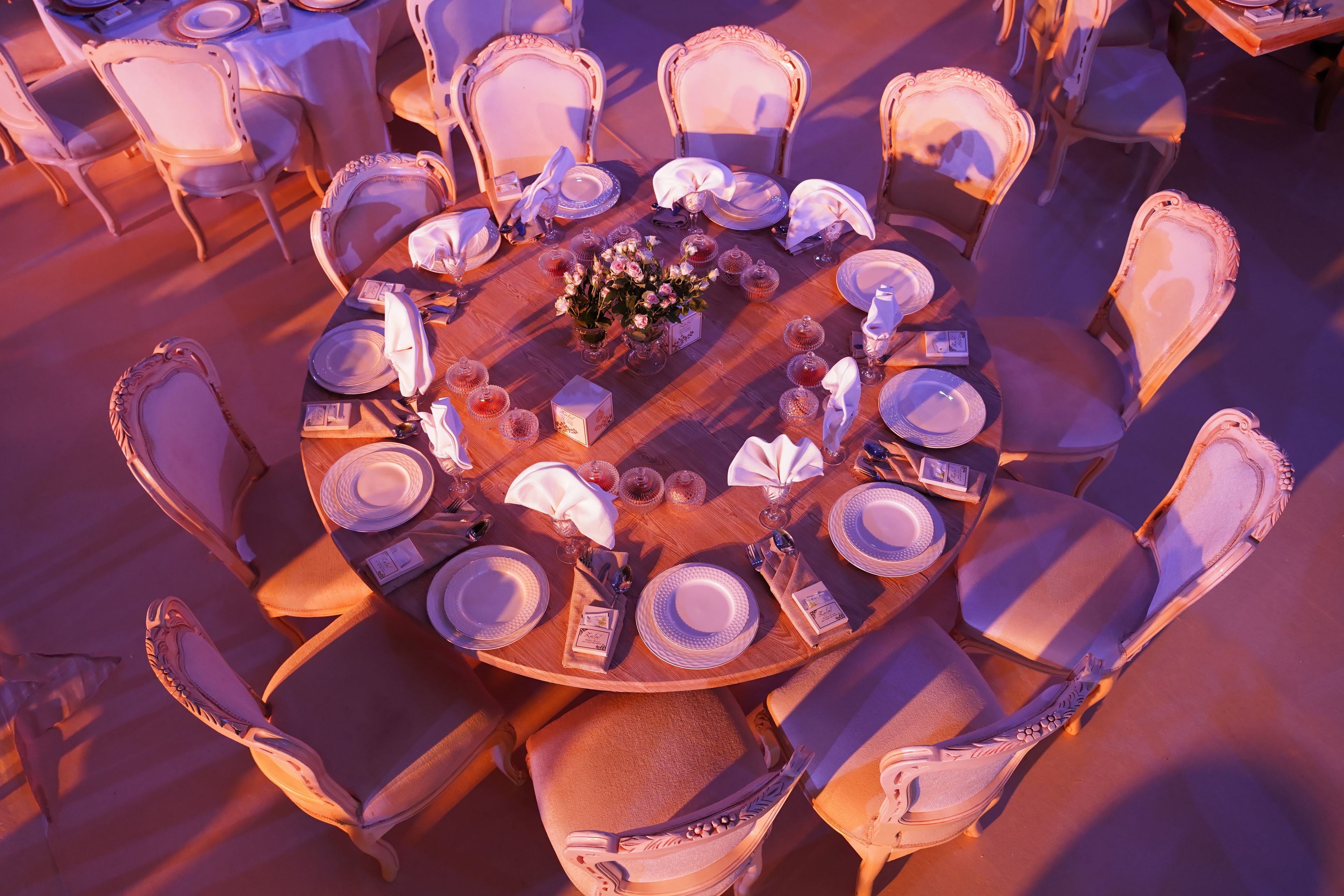 Our team styling a reception table