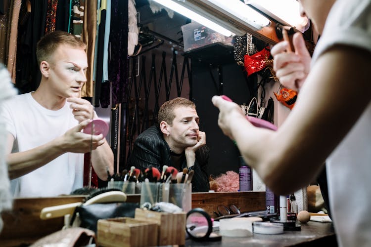 Drag Queens Chatting In Dressing Room