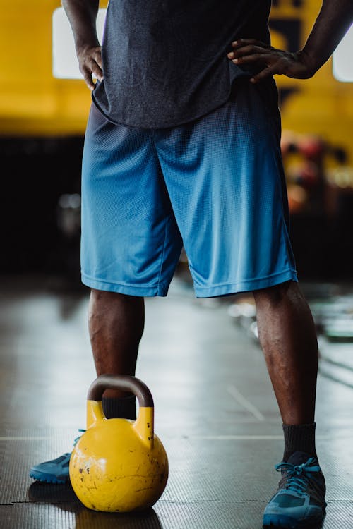 Person Using Yellow Kettlebell