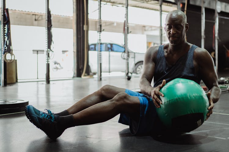 Man Using An Exercise Ball