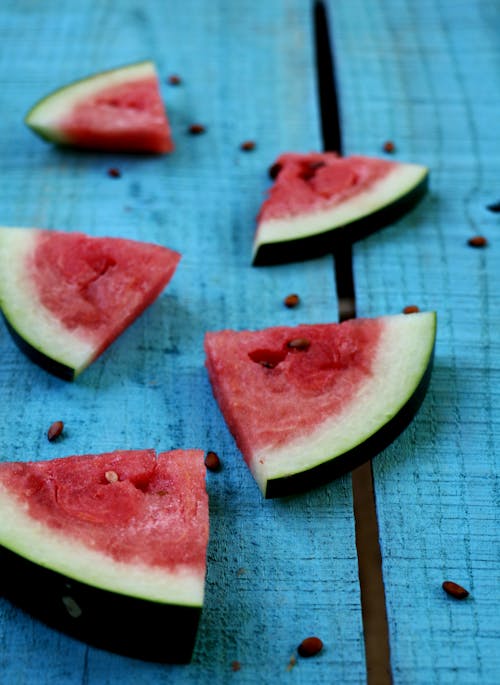 Free Watermelon Slice on Planks Stock Photo