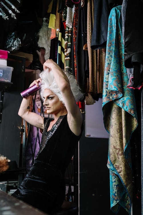 Free Drag Queen Getting Ready In a Dressing Room Stock Photo