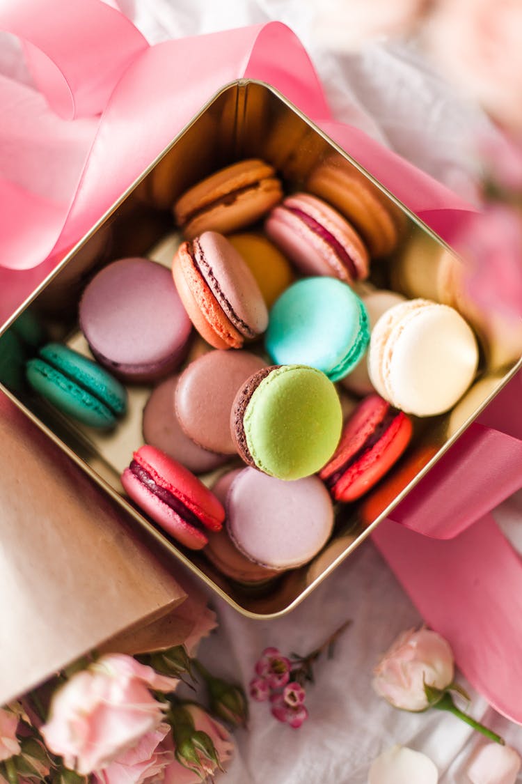 Macaroons In Gold Plated Box