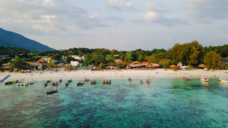 Top View Of Boats On Beach