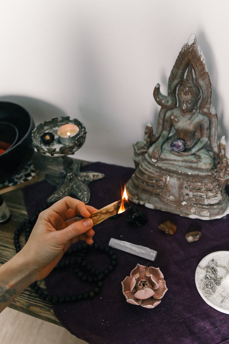 Person Holding A Burning Sage