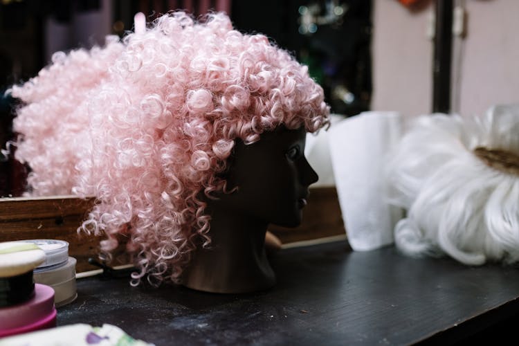 Pink And Curly Wig