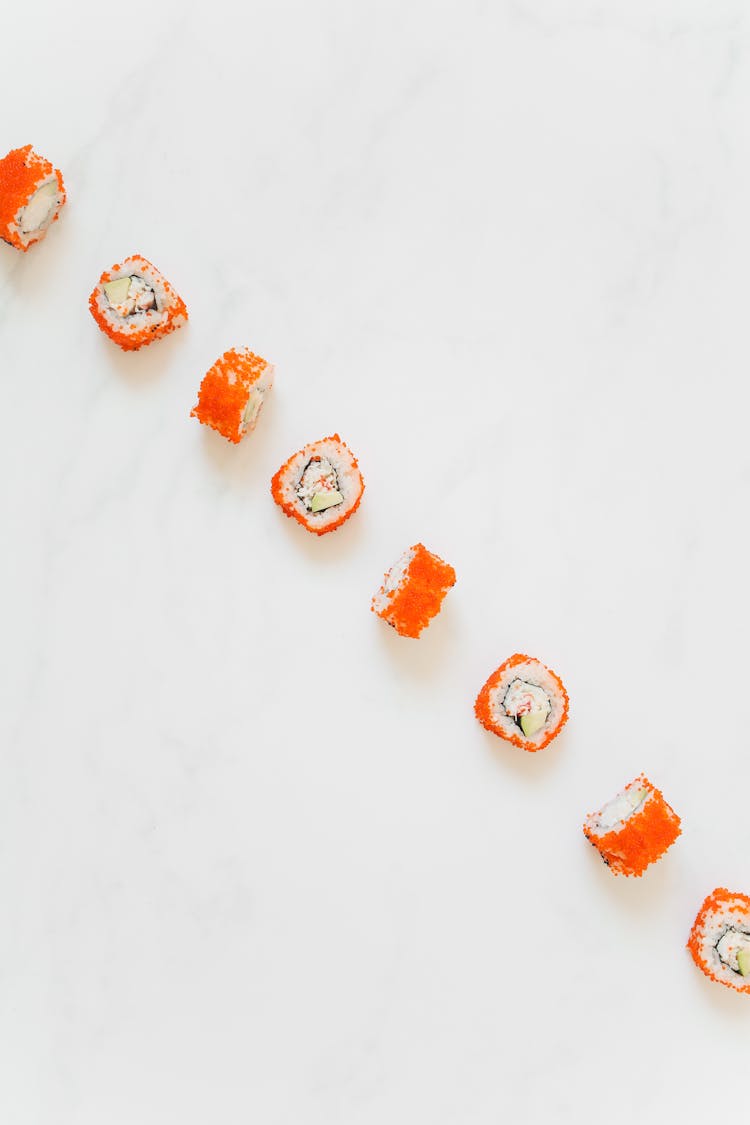 Sushi Rolls On A White Background