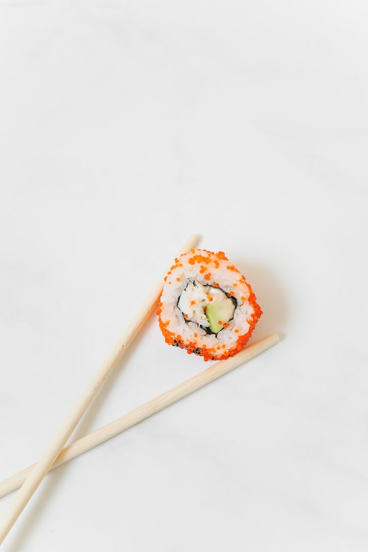 Homemade California Roll With Chopsticks 