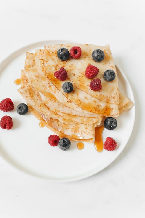 Crepes Garnished with Fresh Berries 