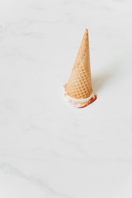 Dropped Ice Cream on White Background