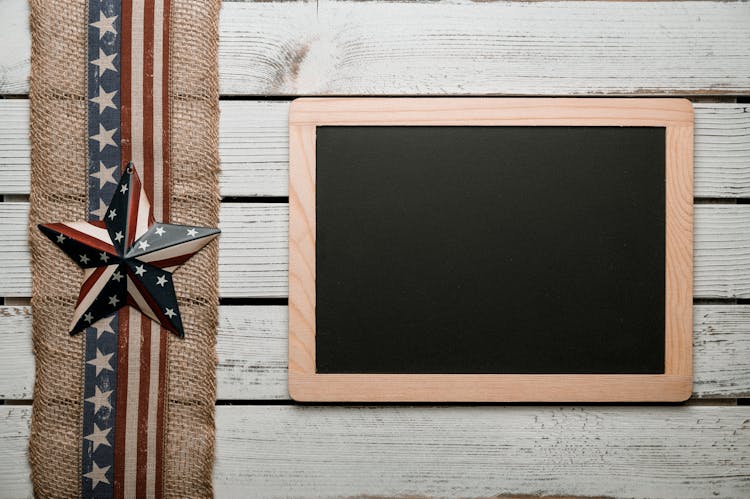 Chalkboard And Fabric With American Stars And Stripes