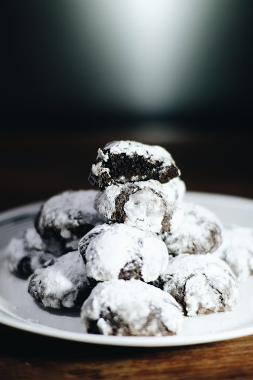 Chocolate Crinkles on a Ceramic Plate