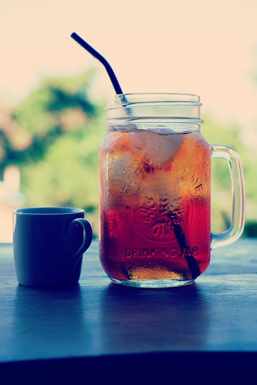 Clear Glass Mason Jar With Liquid Inside