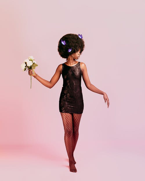 Brunette in Black Mini Dress
