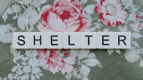 A Word Adopt Spelled with White Letter Blocks on a Floral Textile

