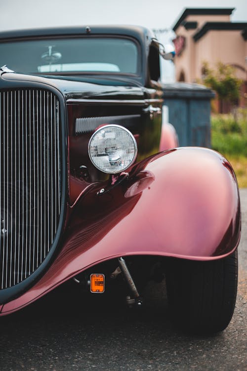 Luxury vintage car on city street