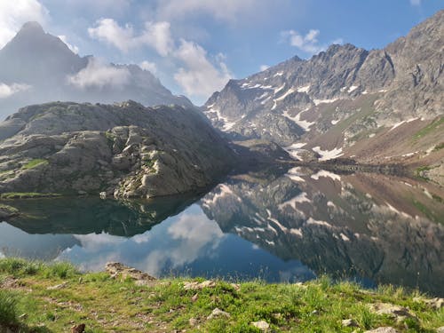 Free stock photo of lake, mountains, reflection