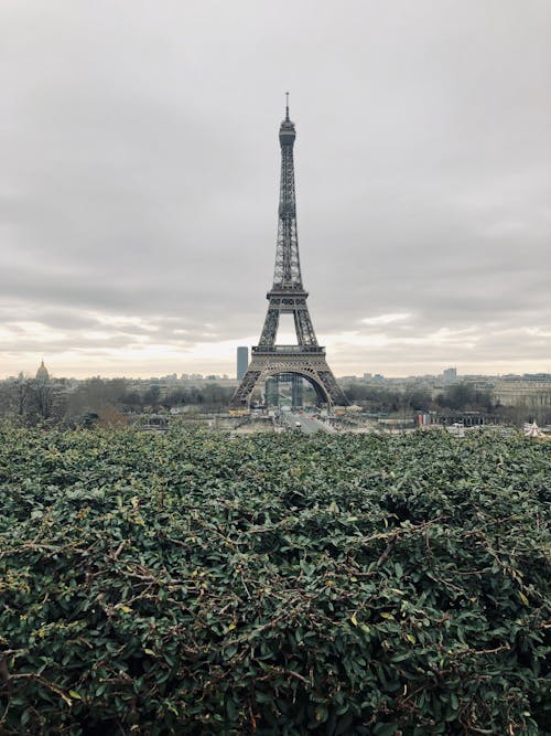 Eiffel Tower in Paris France under Cloudy Sky 