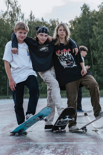 Three Boys with Skateboards · Free Stock Photo