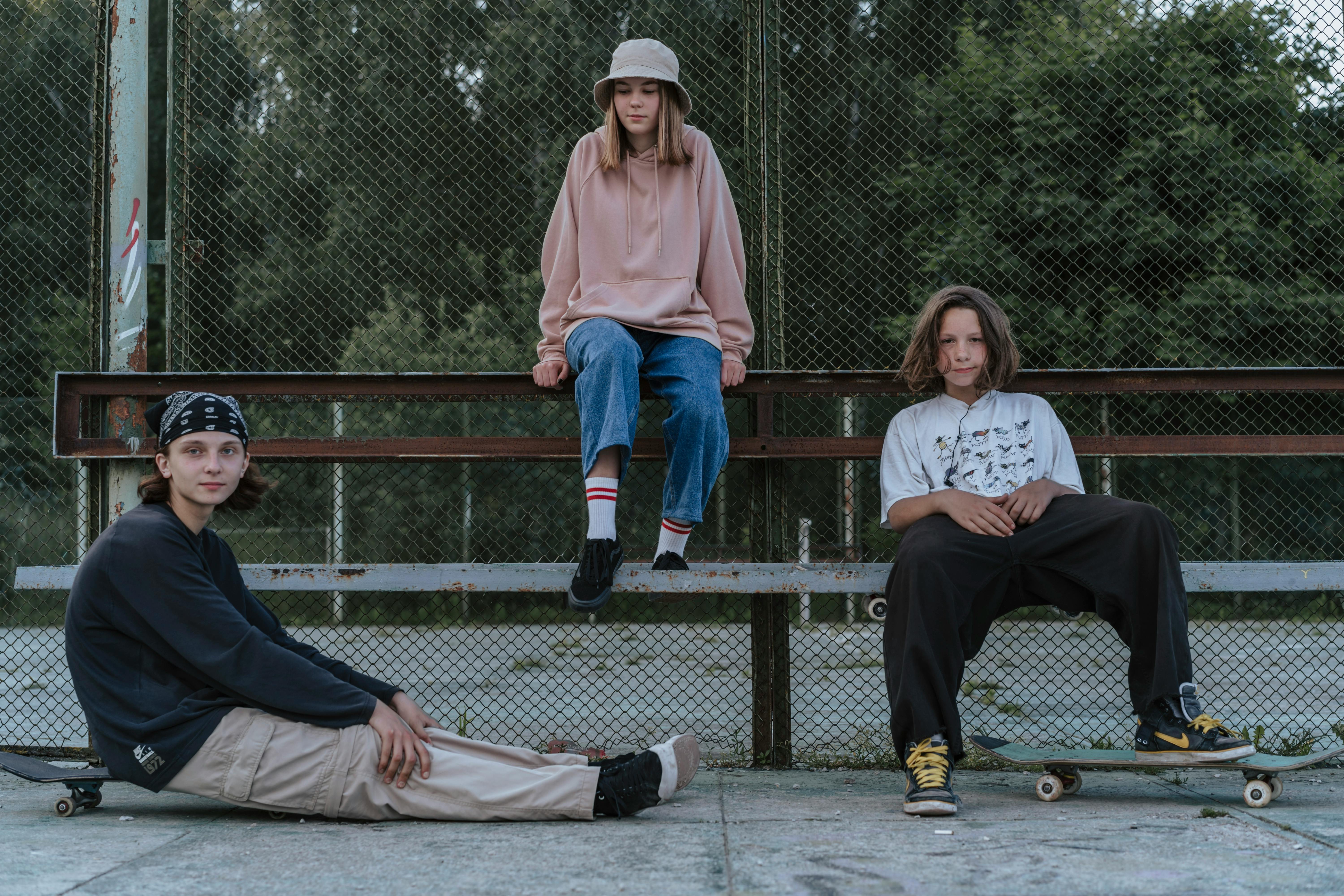 teenagers at the skate park