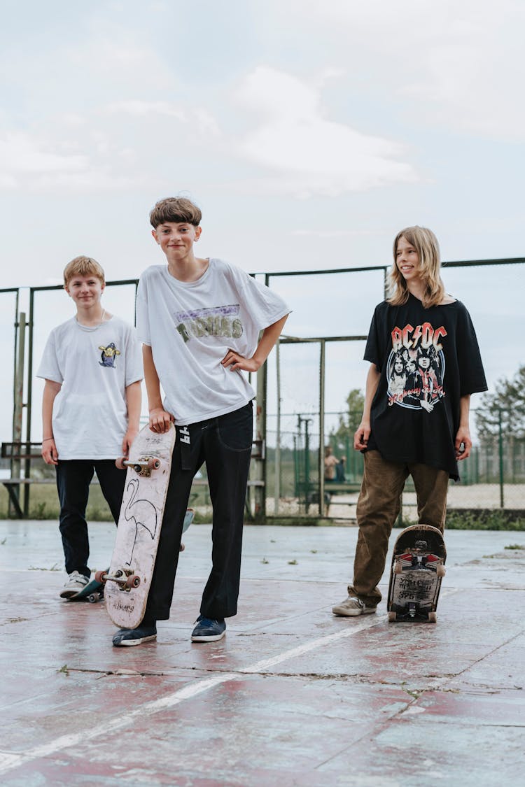 Teenagers With Their Skateboards