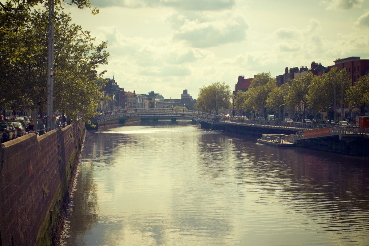 Unde te cazezi în Dublin - Portobello - pod peste Grand Canal cu copaci