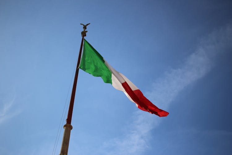 Italian Flag On Clear Sky