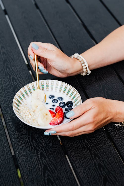 Porridge in a Bowl with Fresh Fruits