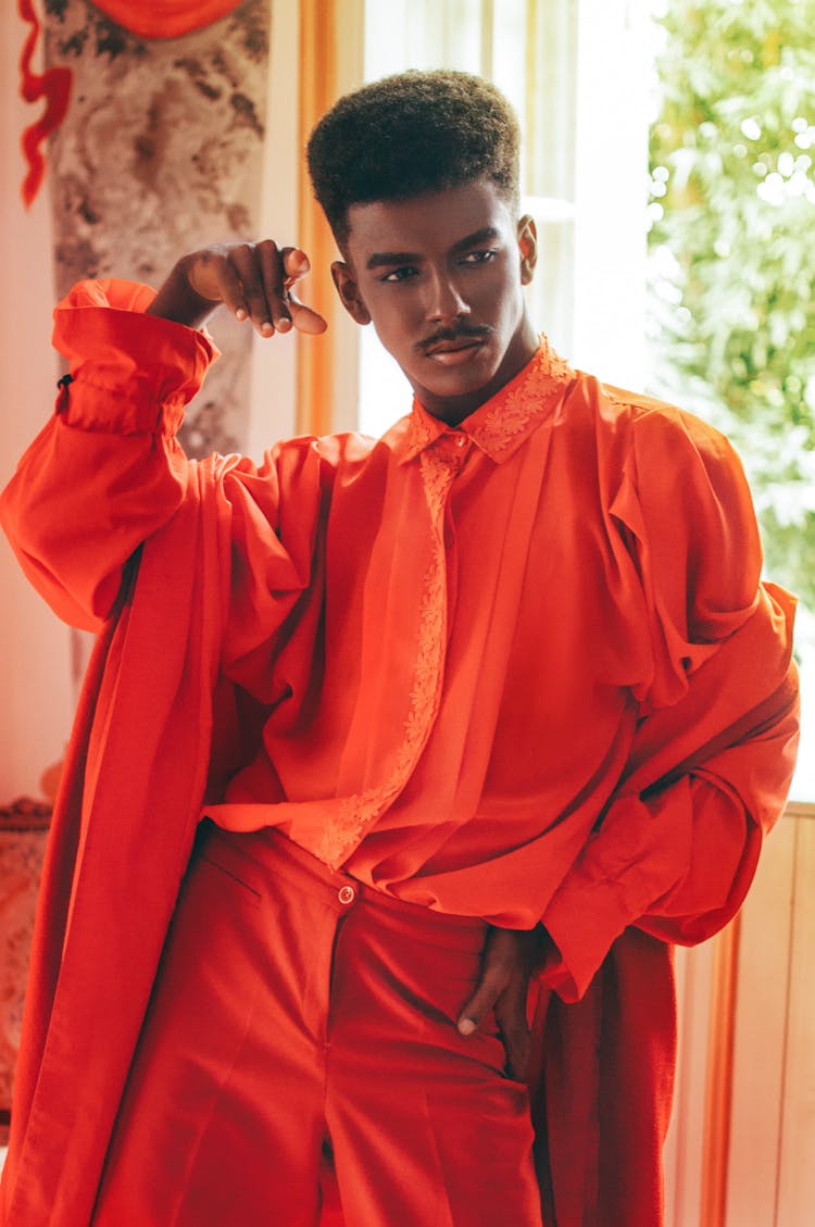 Stylish Black Man In Red Outfit